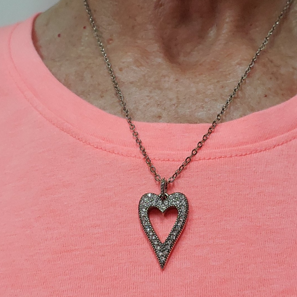 Brighton reversible silver heart necklace
